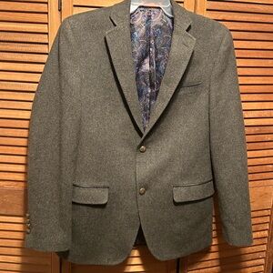 TALLIA Olive Green Tweed Blazer with Paisley Lining